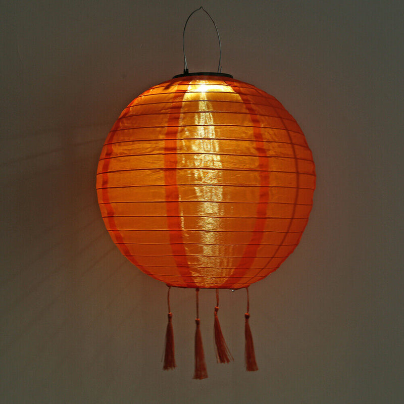 Solar Nylon Lantern Lamp Waterproof Hanging Light Festival Decor (Orange)