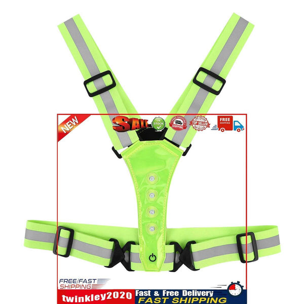 Running Vest Adjustable Reflective Vest with LED Light (Fluorescent Green) Newly