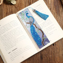 Leather Diamond Painting Special Shaped Tassel Blue Peafowl DIY Bookmark Craft