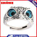 Retro Blue Eye Owl Shape Ring Alloy Open Finger Rings Men Women Punk Jewelry