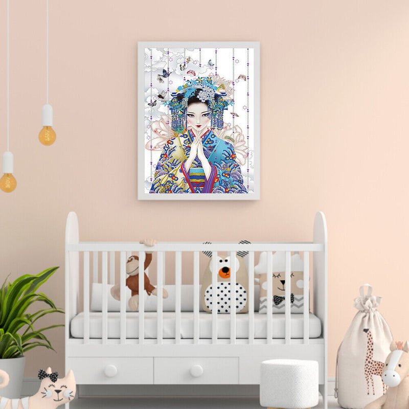 5D Diamond Painting Geisha Girl Partial Special Shape Drill DIY Mosaic Picture