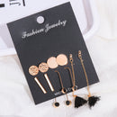 Statement Women Mixed Black Tassel Ear stud Alloy Long Dangle Drop Earring Sets