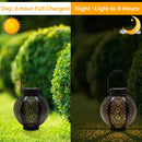 Solar Lanterns - Hollowed Flower Wrought Iron Decor Lanterns Light (Black) Newly