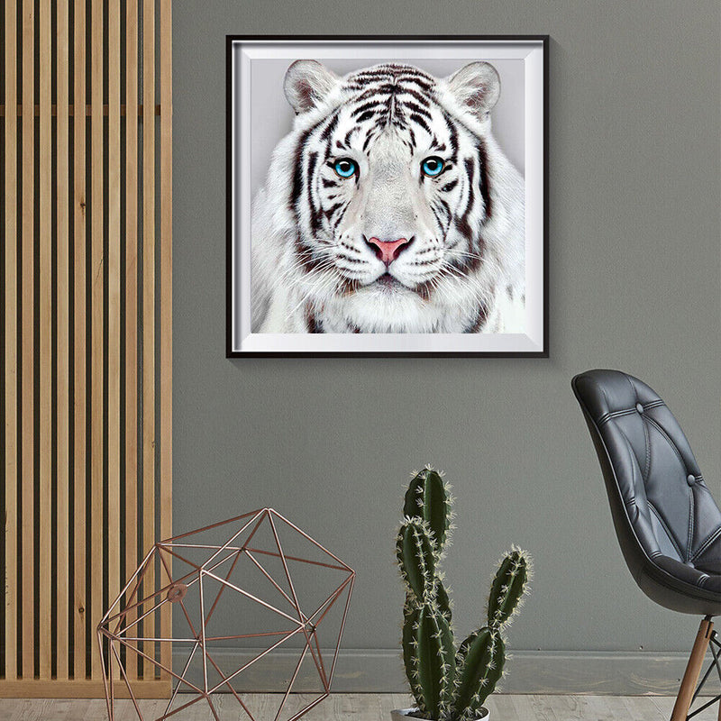 5D Diamond Painting Kit White Tiger Full Round Drill DIY Decorative Rhinestone