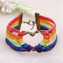 Women Men Simple Letters Handwoven Colorful Rainbow Bracelet Jewelry(2)