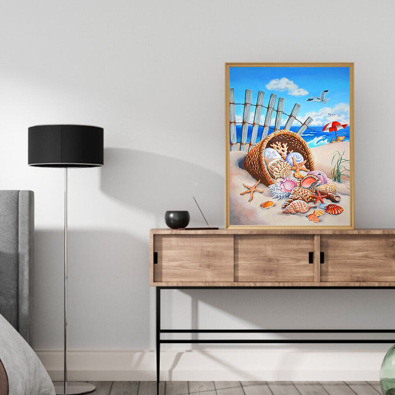 Beach Conch Drawing Frameless DIY Oil Paint by Numbers Canvas Home Decor