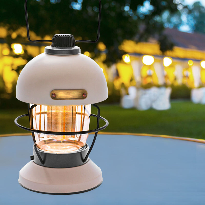 LED Camping Lantern Rechargeable Metal Grip Hanging Camping Lights (Beige)