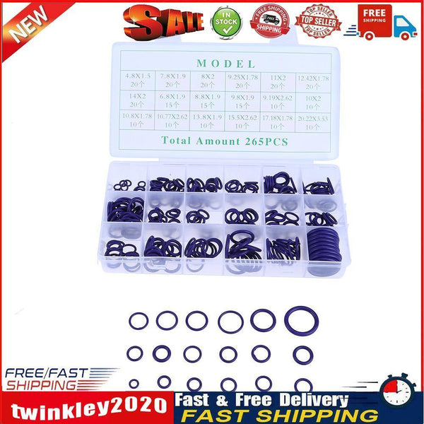 265pcs Universal 18 Size Car Air Conditioner O Ring Seal Circle (Purple) Newly