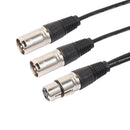 3P XLR Female Jack to Dual 2 Male Plug Y Splitter Adaptor Cord Cable 1Ft Newly