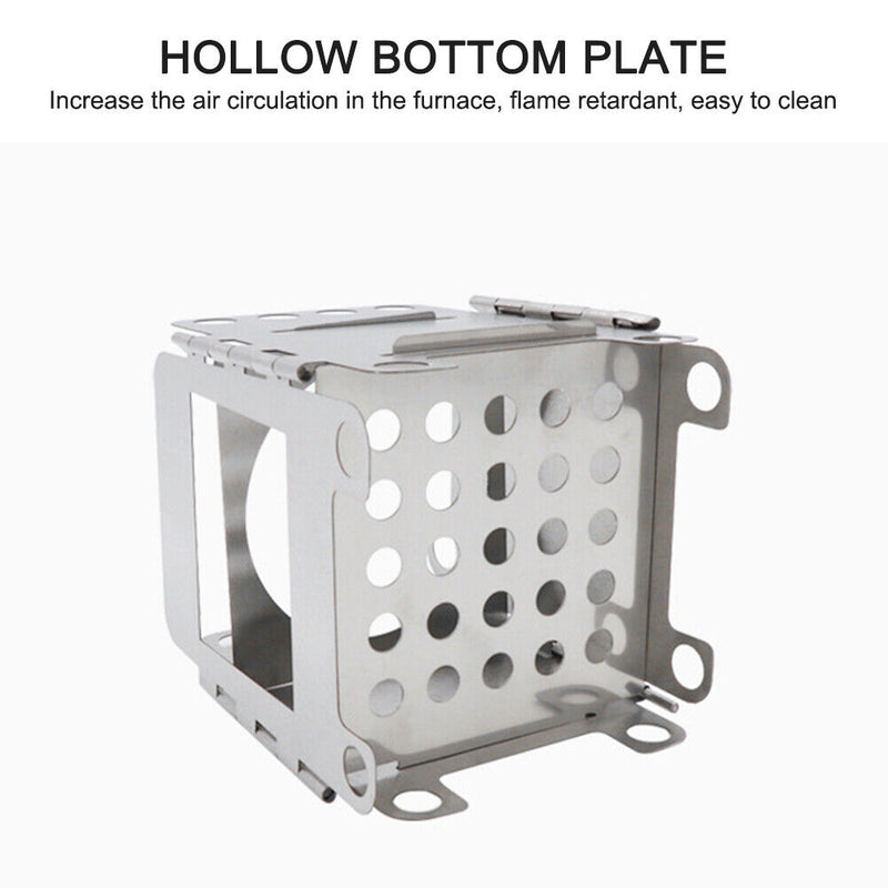 Camping Wood Stove Portable Backpack Steel Outdoor Trekking Hiking Cooking