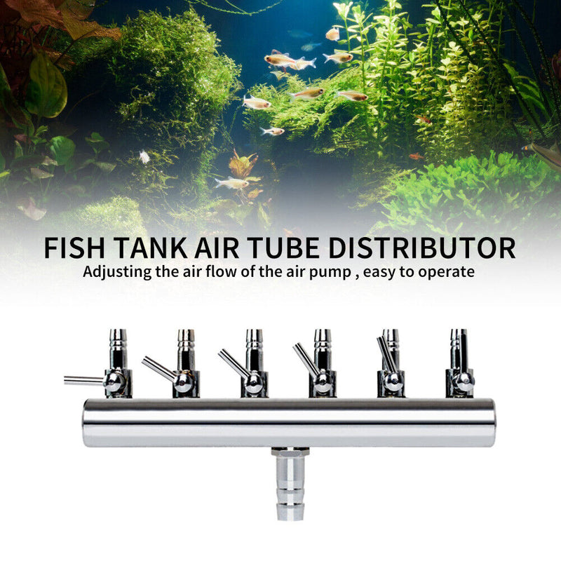 Air Oxygen Pump Aquarium Fish Tank Stainless Steel Splitter Hose (6 Ways) Newly