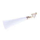 Women Fashion Multicolor Metal Triangle Retro Tassel Jewelry Earrings Beige