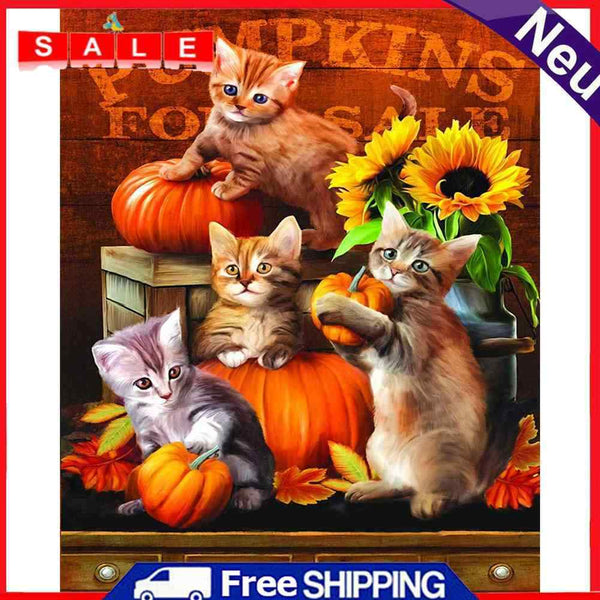 Oil Paint By Numbers Cat Frameless Picture Craft Kit Home Living Room Decoration