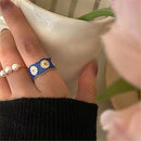 Small Enamel Pattern Ring Adjustable Women's Ring Little Daisy For women|girls