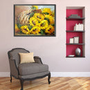 5D DIY Full Round Drill Diamond Painting Sunflower Rhinestone Drawing Pictu