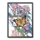 Stamped Cross Stitch Kits Butterflies Plants Embroidery DIY Sets 2 Strands 14CT