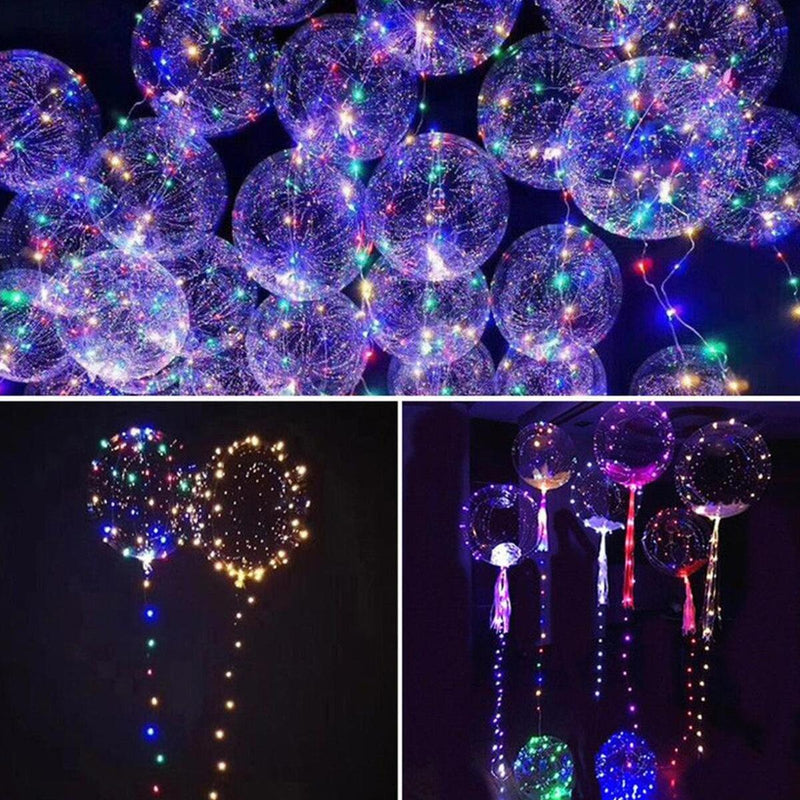 LED Luminous Transparent Bobo Balloon Bouquet Rose Ball Valentine's Day Decor U.