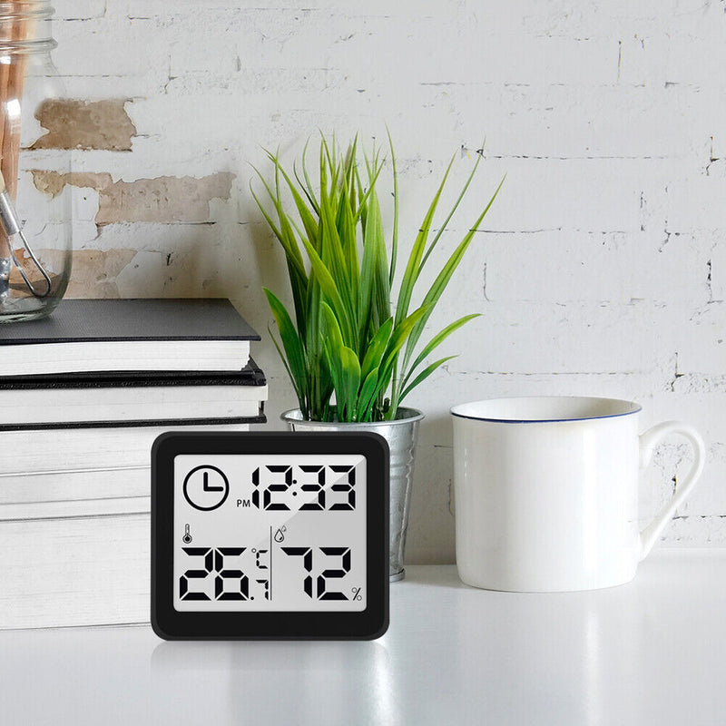 Digital Thermometer Hygrometer Dry Meter Electronic Indoor 3.2inch (Black)