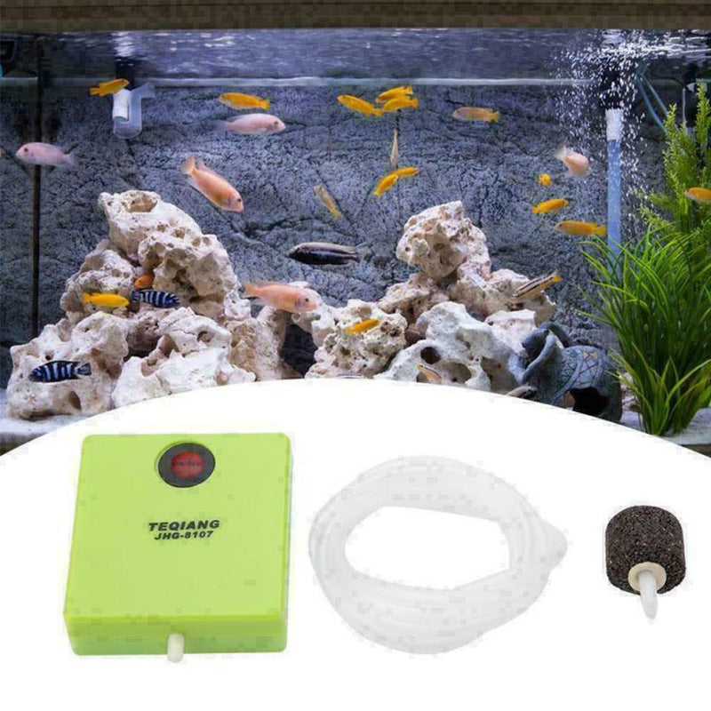 Aquarium Dry Battery Operated Fish Tank Pump Air Aerator With Stone Z3K9