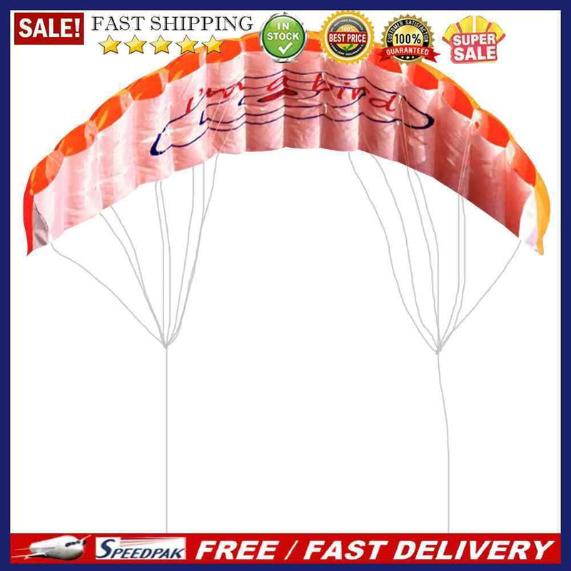 Dual Line Stunt Parafoil Parachute Rainbow Sports Beach Kite (Orange)