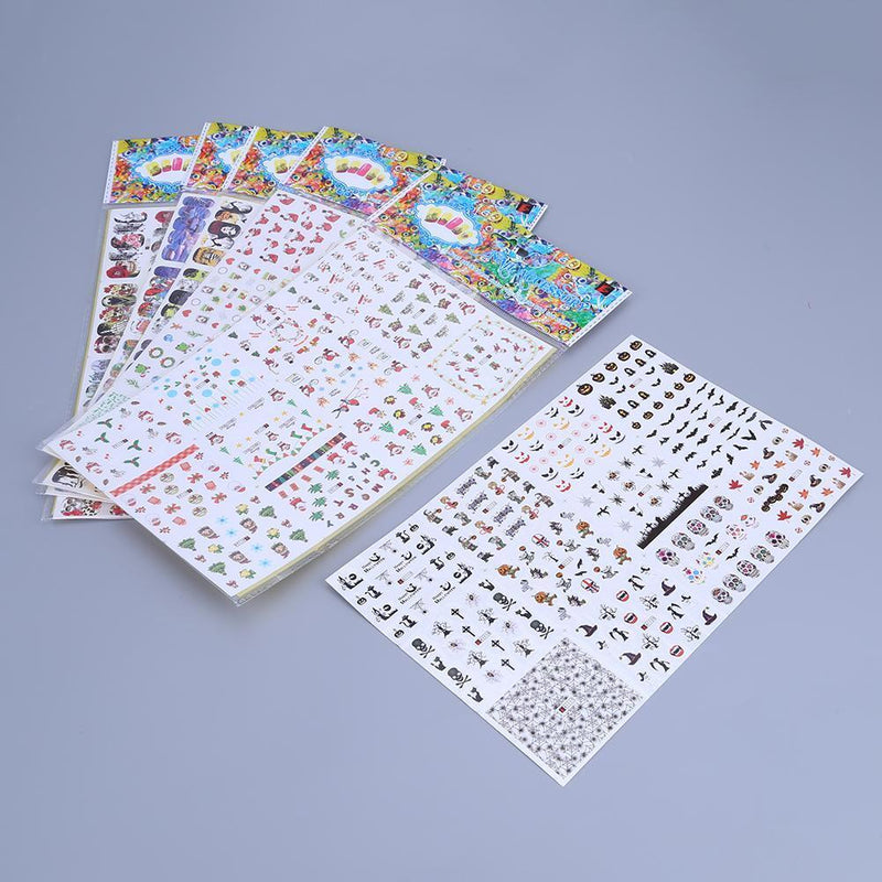 12 sheets Manicure Halloween Water Transfer Nail Art Decoration Stickers