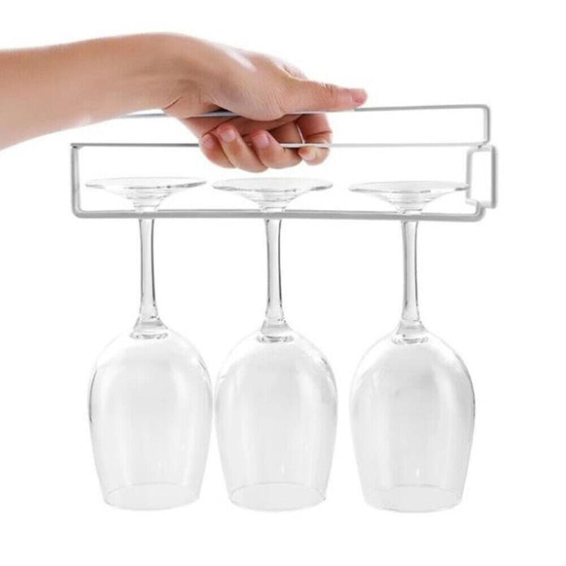 Home Wine Glass Holder Cabinet Stemware Organizer Rack Kitchen Tool (White)