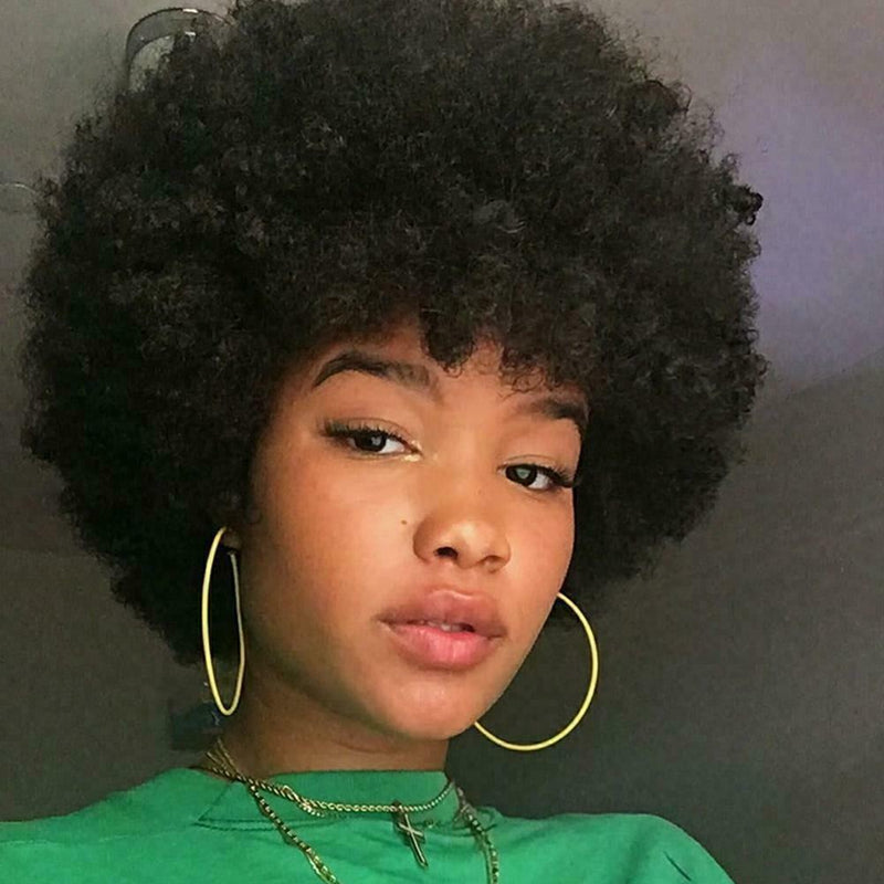 Short Afro Kinky Curly Human Hair Wigs Remy Brazilian Wigs Cheap Women F S7I4