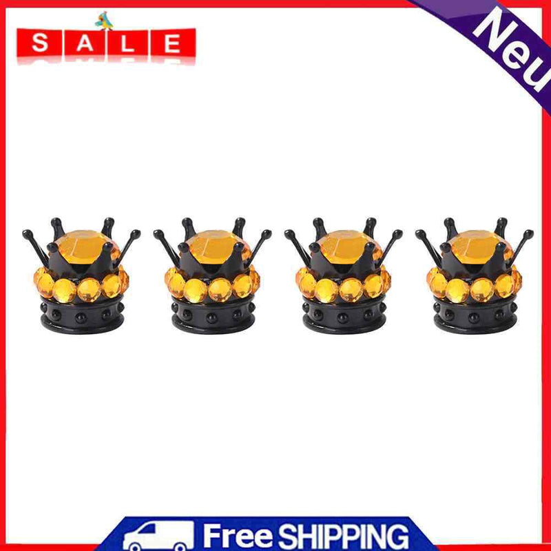 4pcs Universal Tyre Rim Stem Air Cover Car Rhinestone Crown Wheel Tire Valve Cap