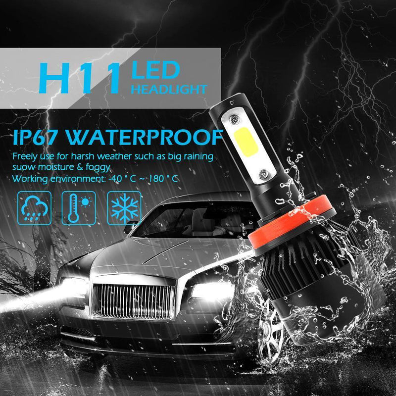 1 Pair H11 Car LED Headlight Kit 6500K 8000LM Hi-Low Beam Headlamp Bulbs