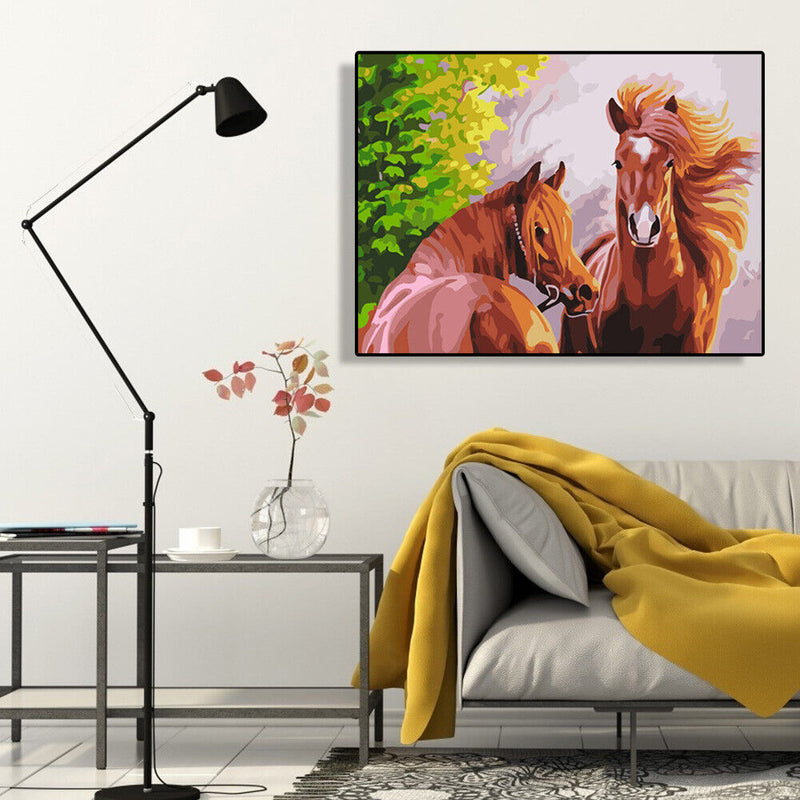 Hand Painted DIY Relax Horse Painting By Numbers Digital Oil Art Picture Decor