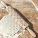 Wooden Elk Print Embossed Rolling Pins Embossing Baking Cookies Biscuit Fondant