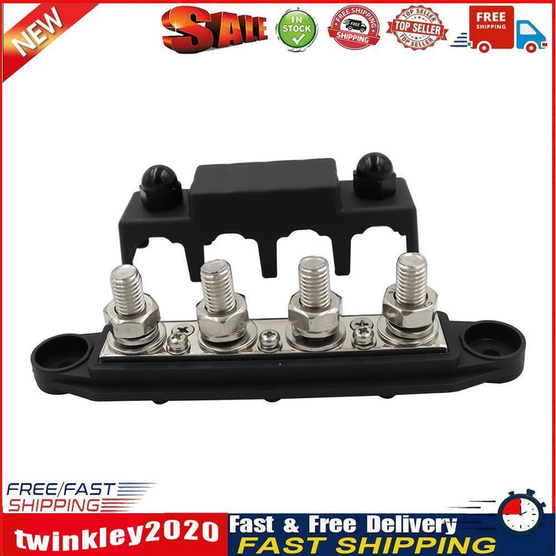 4 Post Power Distribution Block Bus Bar Battery Junction Block (M10 Black) Newly