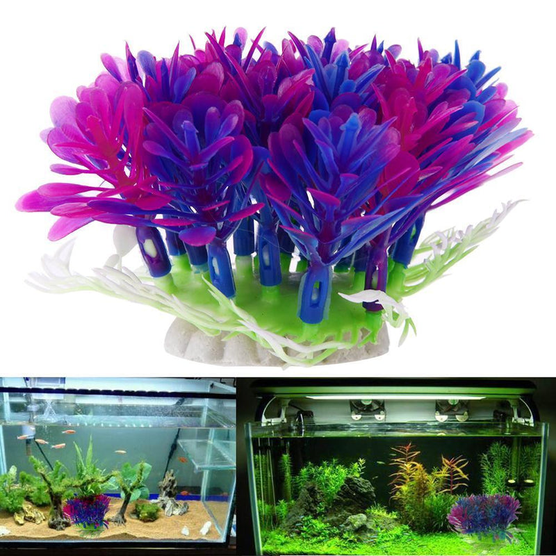 Aquarium Fish Tank Artificial Water Plant Ornaments Landscape Decor(Purple)