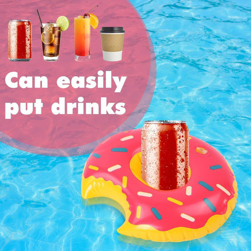 Inflatable Drink Cup Holder Donut Float Pool Party Water Coaster (Pink)