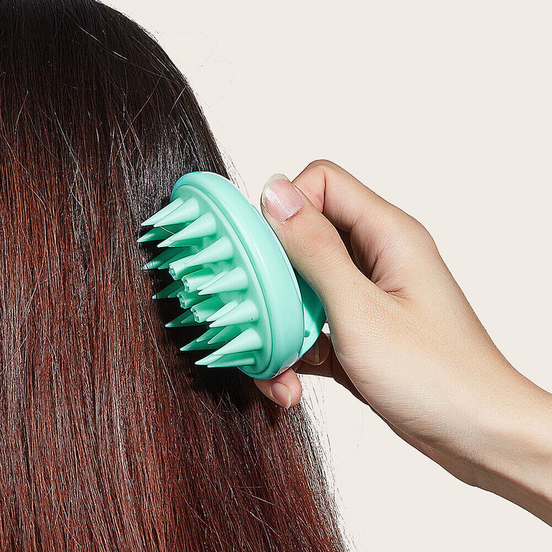 Silicone Head Body Massage Brush Hair Washing Clean Comb Hair Care (Green) Newly