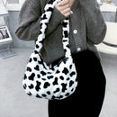 Capacity Cow Grain Fluffy Plush Messenger Bag Crossbody Handbags Shoulder Bags