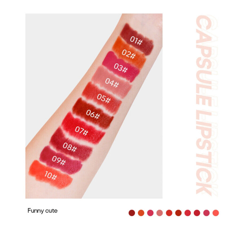 10Pcs Capsule Lipstick Waterproof Long Lasting Matte Lip Gloss Mini Lipstick Set