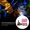 16pcs TIG Welding Machine Torch Stubby Gas Lens Kit Cup Collet Body Nozzle Newly