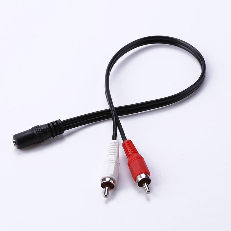 3.5mm Female Stereo to 2-RCA Male Plug Aux Audio Converter Adapter Cable Newly