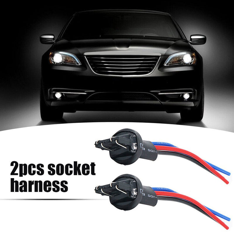 2pcs 7443 T20 Bulb Socket Pre Wired Male Adapter for Automotive Car Turn Signal