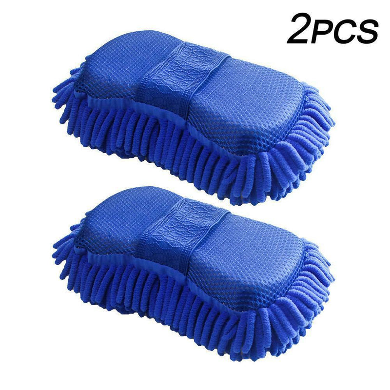 2x Microfibre Wash Ultra Soft Car Cleaning Dusting Washing Glove Noodle Sponges