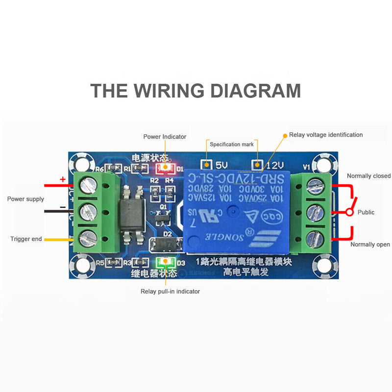 XH-M213 High Level Trigger 1 Way Relay Module Board with Optocoupler Isolation