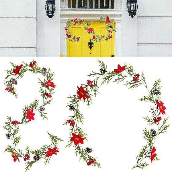 Wedding Decor Plants Faux Red Fruit Pine Needle Eucalyptus Leaf Vines Pine Cone