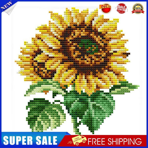 Flowers 14CT Stamped Cross Stitch Needlework Embroidery (H718 Sunflower)