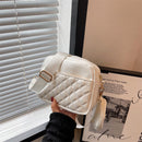 #A Simple Female Pu Handbags Rhombus Pattern Messenger Handbags for Travel Shopp