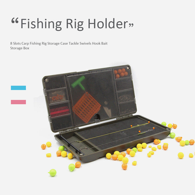 8 Slots Carp Fishing Rig Storage Case Tackle Swivels Hook Bait Storage Box Newly
