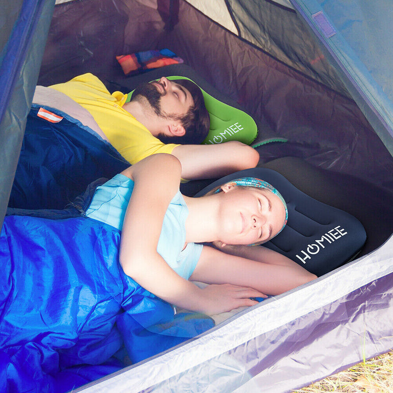 Ultralight Inflating Travel/Camping Pillows with Pouch Blue & Green