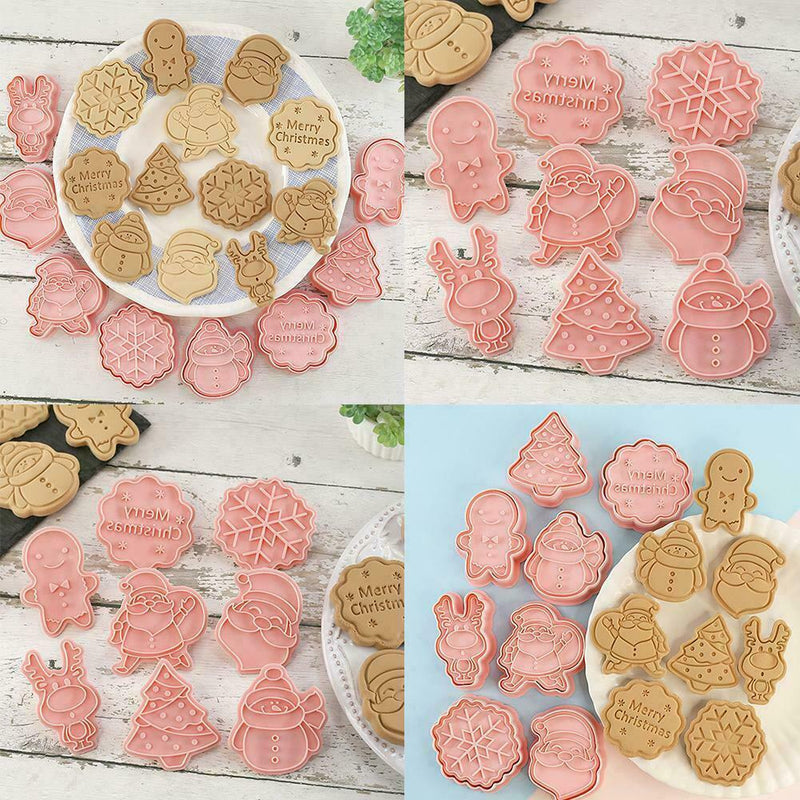 6 Christmas Cookie Biscuit Mould Santa Snowflake Reindeer Gingerbread a a F7B9