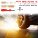 30pcs Brass Valve Cores with Car Bicycle Tire Valve Core Remover + 4 Way Tool