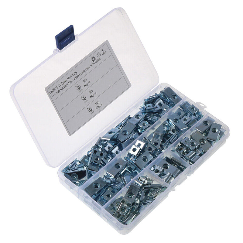 120pcs Carbon Steel Fastener Clips U Shape Chimney Nut for Motorcycle Automobile